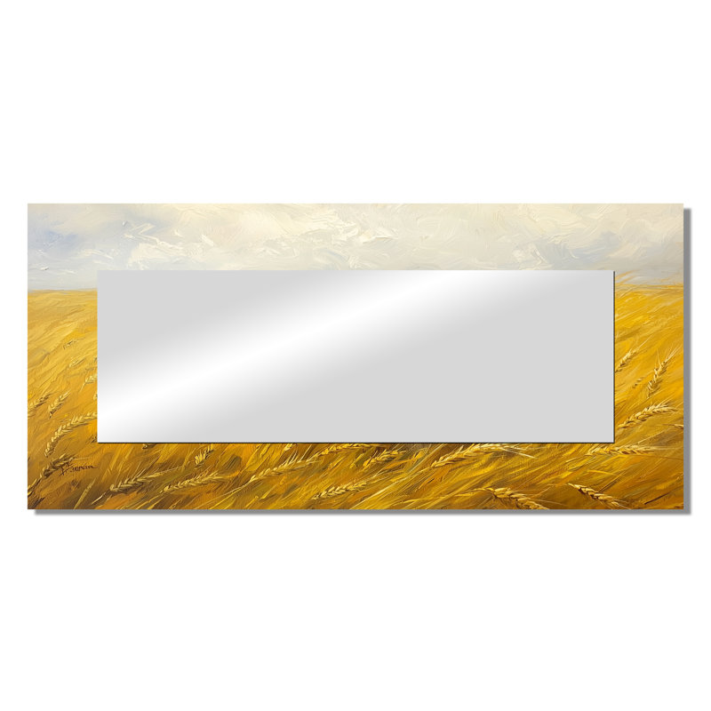 «Golden Fields Of Sheep II», reproduction d'art sur miroir mural d'animaux, 28 po x 60 po