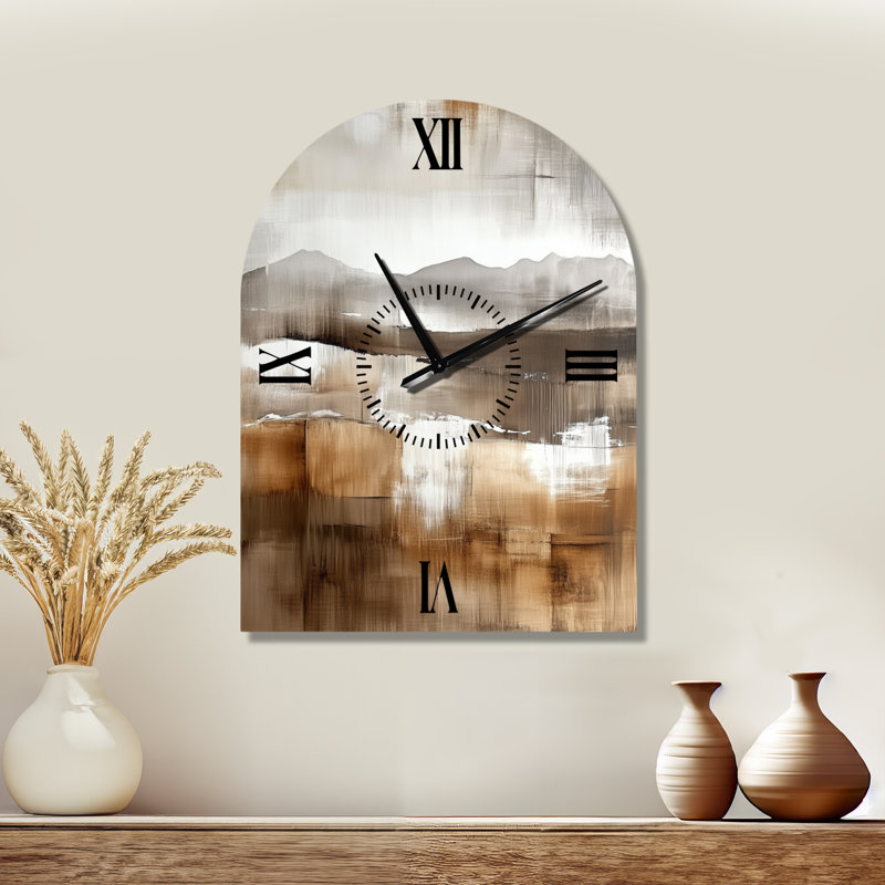Brown Mountain Simplicity - Japandi Arched Wall Clock, 31" H x 23" W - Arch