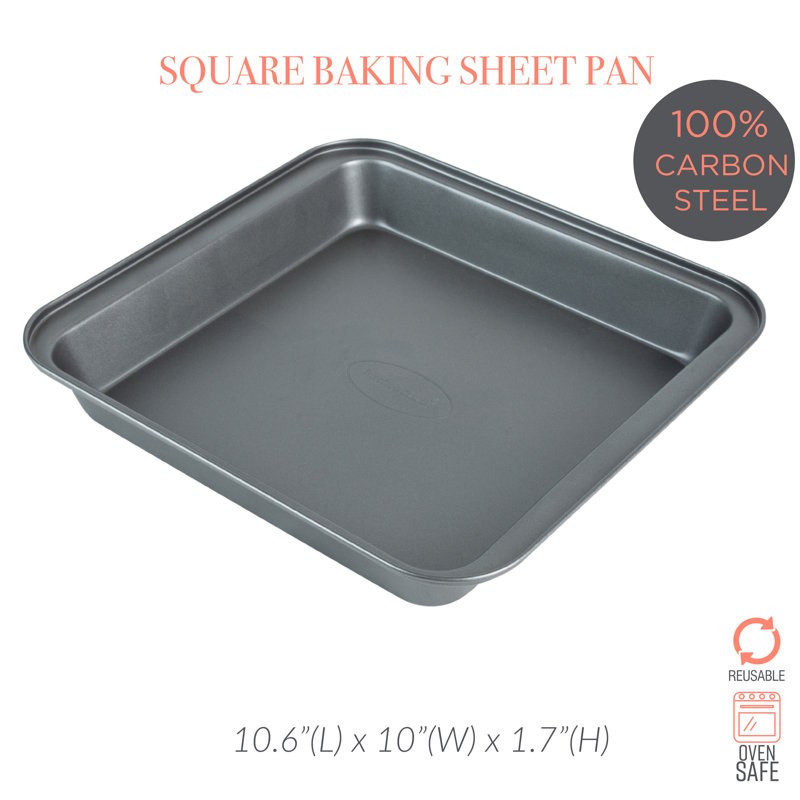 Grey Nonstick Carbon Steel Square Baking Sheet, 10.6" x 10"