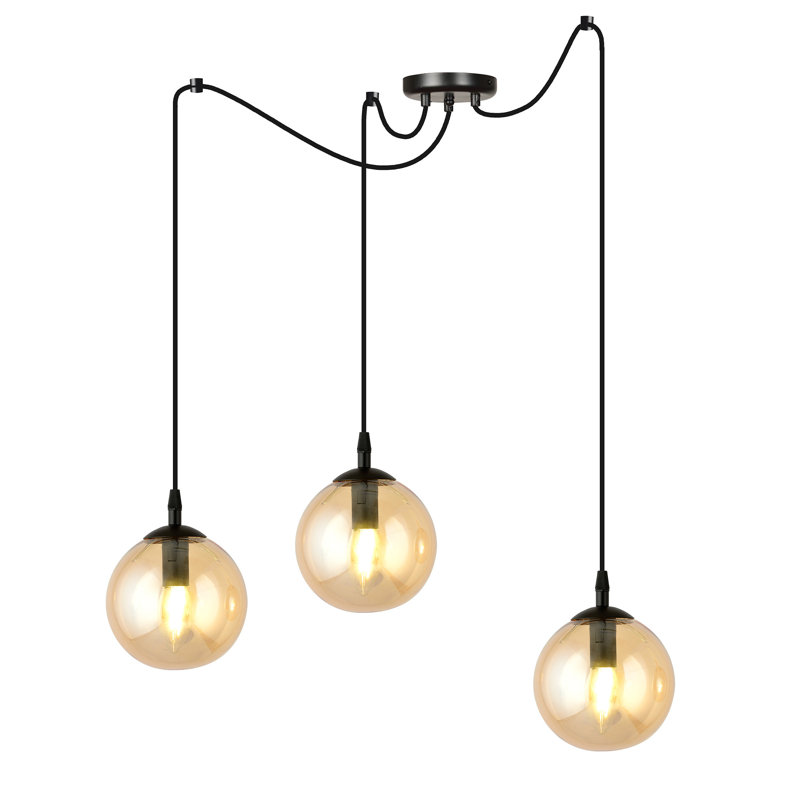 Garnes 3 - Light Gold/Black Sphere Pendant