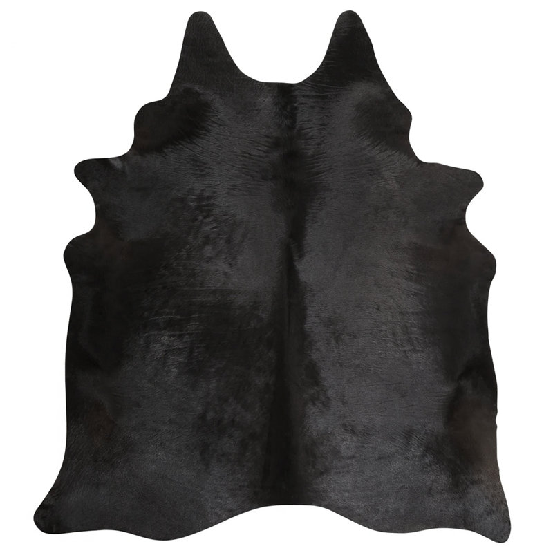 Black cowhide rug - genuine leather rug, Nouveauté de 5 pi 6 po x 6 pi 6 po