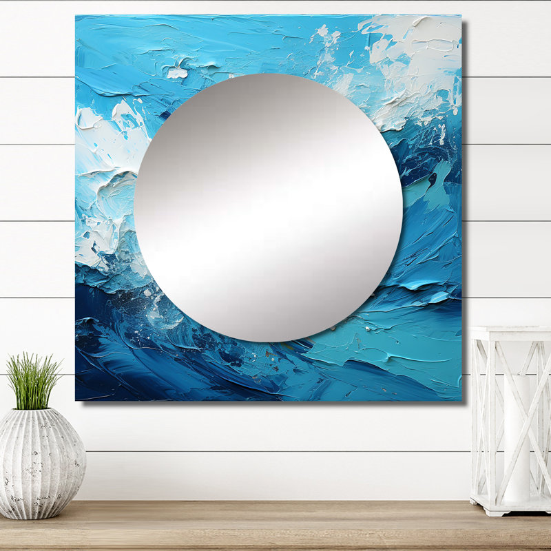 Rihards - Grand miroir carré abstrait pour décor mural, 23 po x 23 po