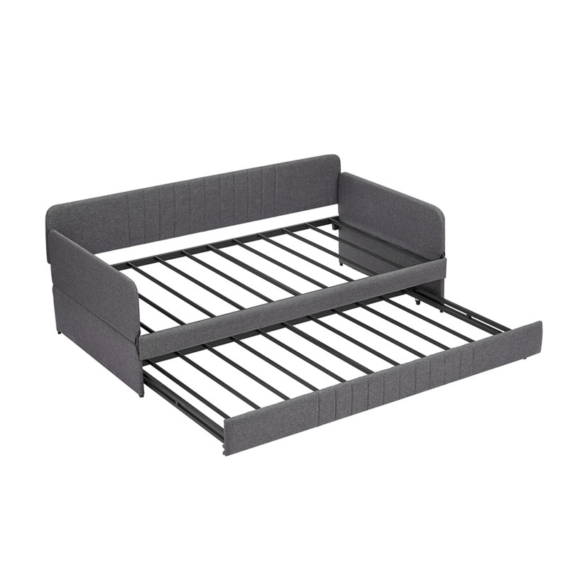 Daybed, Sofa Bed Metal Framed With Trundle Twin Size, Grey, 78.4''L X 41''W X 29.8''H.