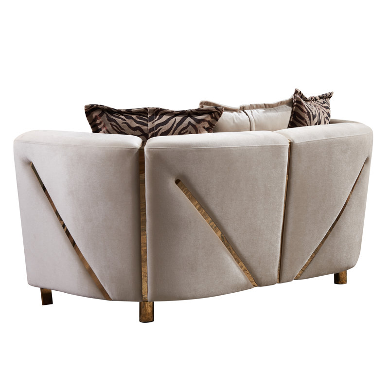 Causeuse Nahri beige, Velours beige