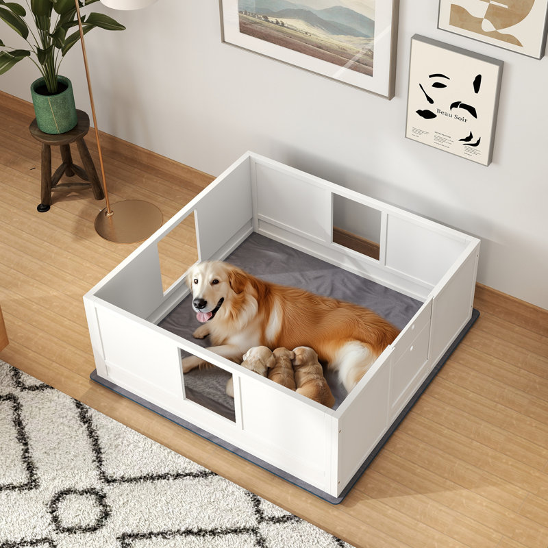 48cm H Panel Solid Wood Pet Barrier With Door