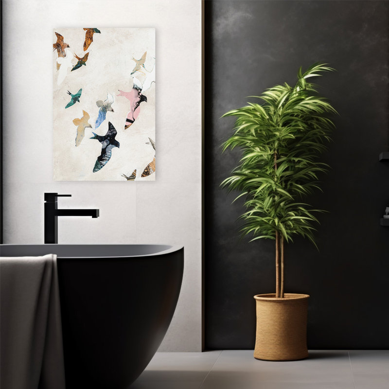 Abstrait oiseaux 2 - animaux contemporains, art d'oiseaux, H 24 po x l 16 po