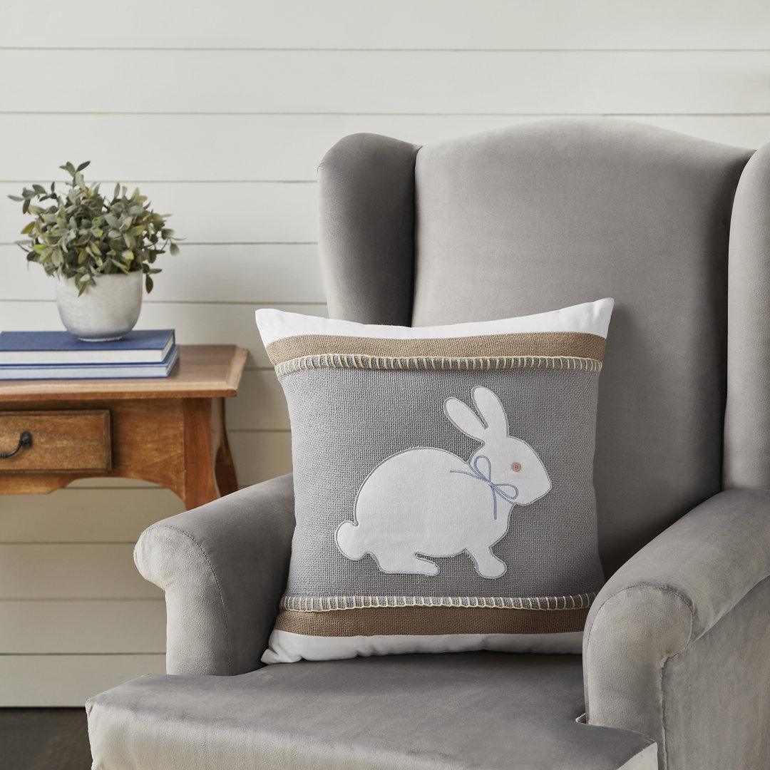 Timeless Classics Appliqued Bunny Throw Pillow VHC Brands