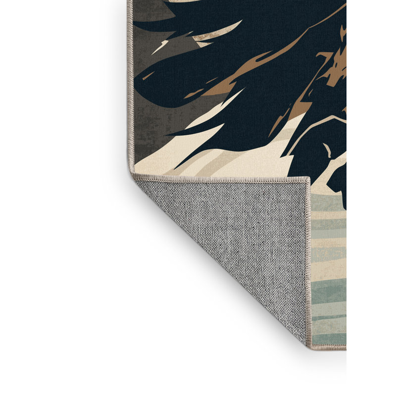 Tapis beige audacieux et éclectique moderne Rocco Storm Caller Warrior, 2 x 5