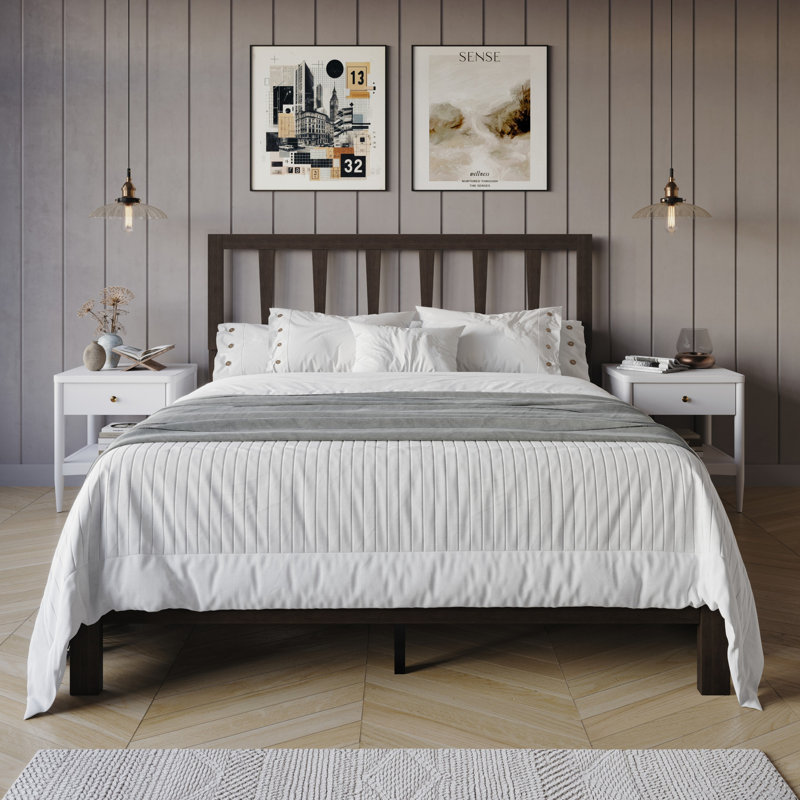 Morsly Solid Wood Platform Bed, Full / Double, Cappuccino