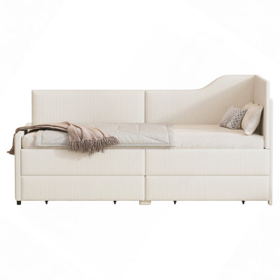 Faith Modern Corduroy Upholstered Daybed with Storage Drawers & Wooden Framw by NFusion