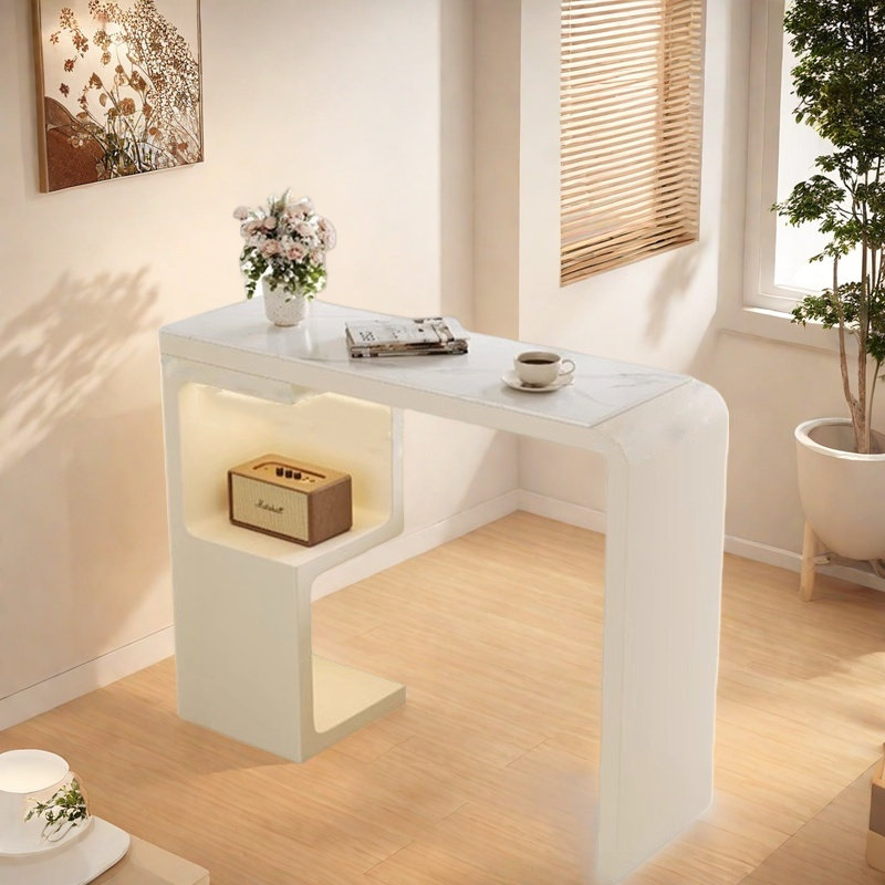 Table de bar décontractée de style crème pour la maison, H 41,3 po x L 70,8 po x l 15,7 po