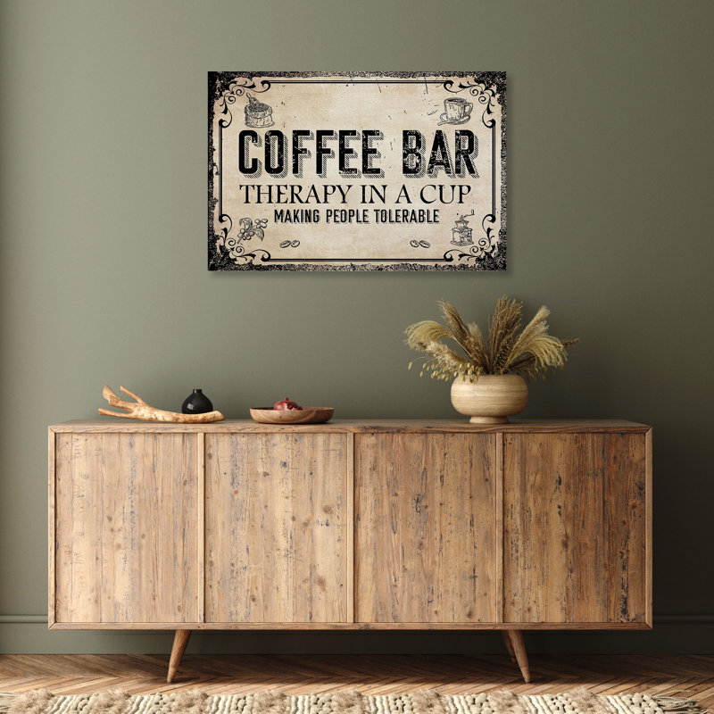 Coffee And Cup - Coffee Bar Therapy In A Cup - 1 Piece Rectangle Graphic Art Print On Wrapped Canvas, 11" H x 14" W x 2" D