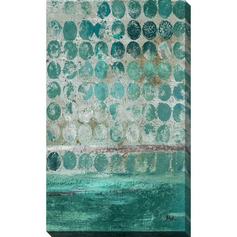 «Dots on Turquoise», reproduction de peinture acrylique, H 60 po x l 36 po x P 1,5 po, Toile tendue