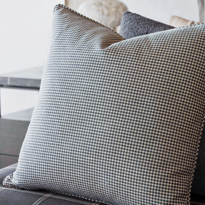 Carmel Houndstooth Cotton Blend Throw Pillow