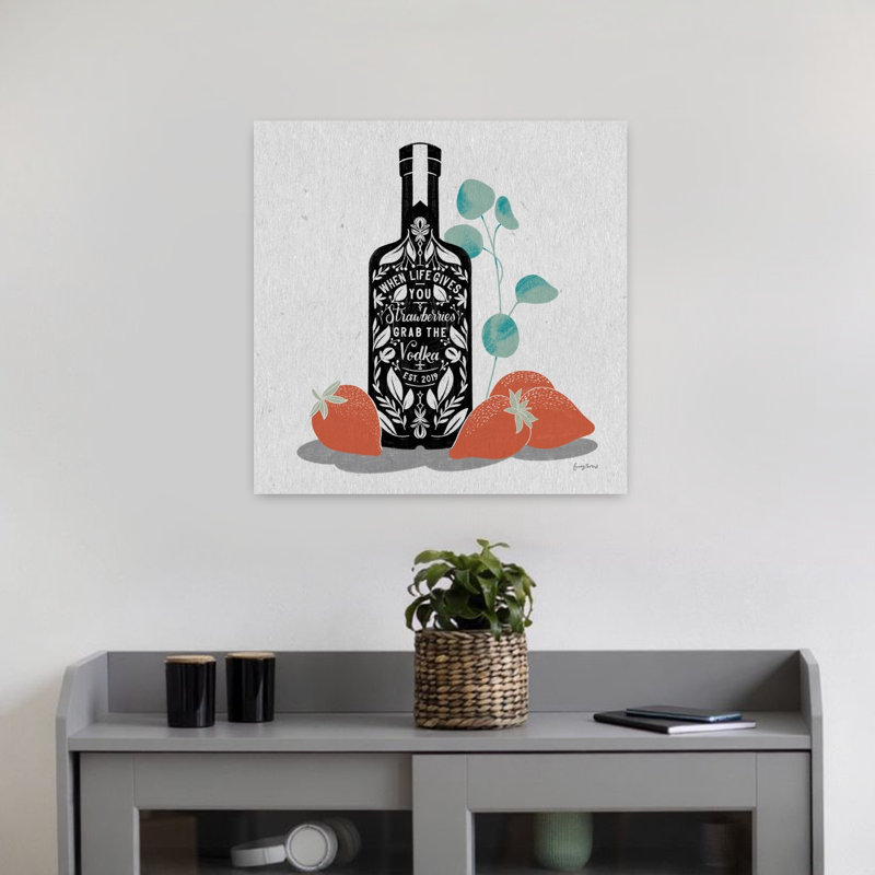 Art contemporain vodka avec alcool noir, H 18 po x l 18 po