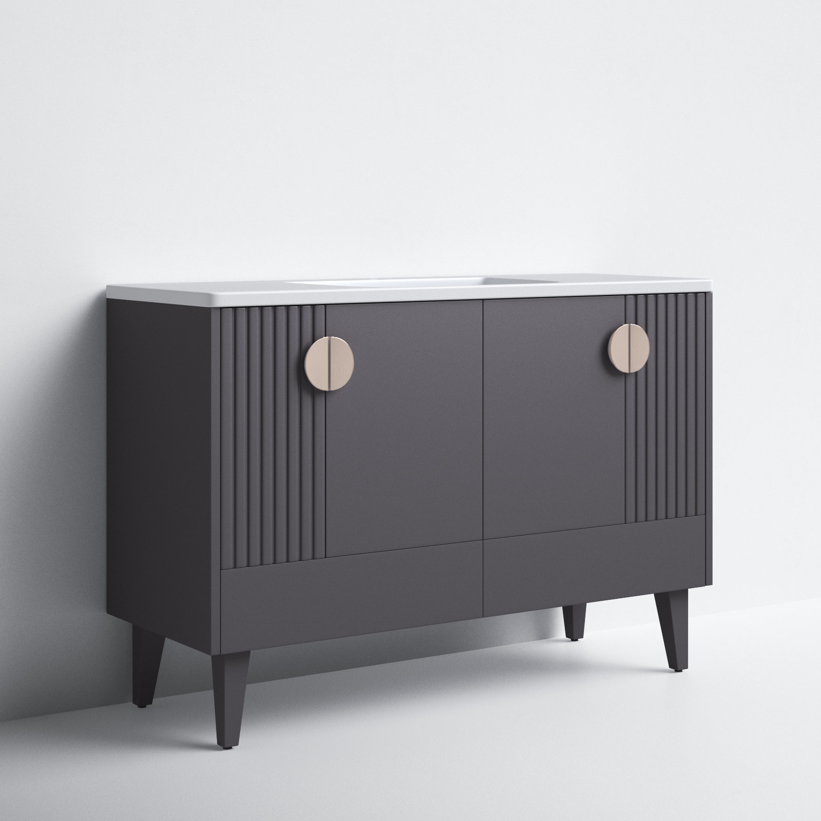 Saimah 48'' Single Bathroom Vanity, Rock Gray, Satin Nickel