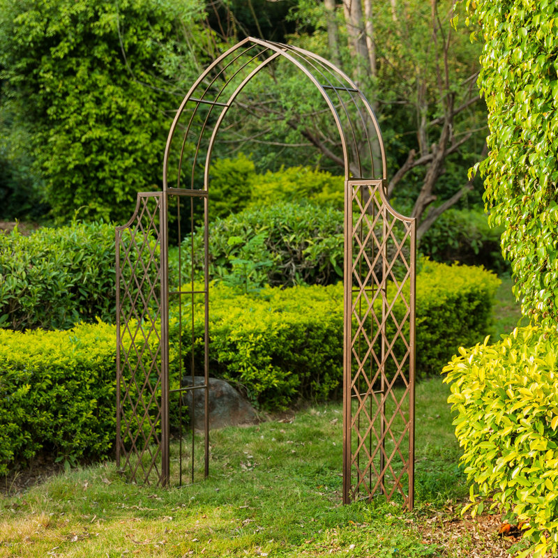 Crinela 68.5'' W x 13.8'' D Iron Arbor, Rustic Brown