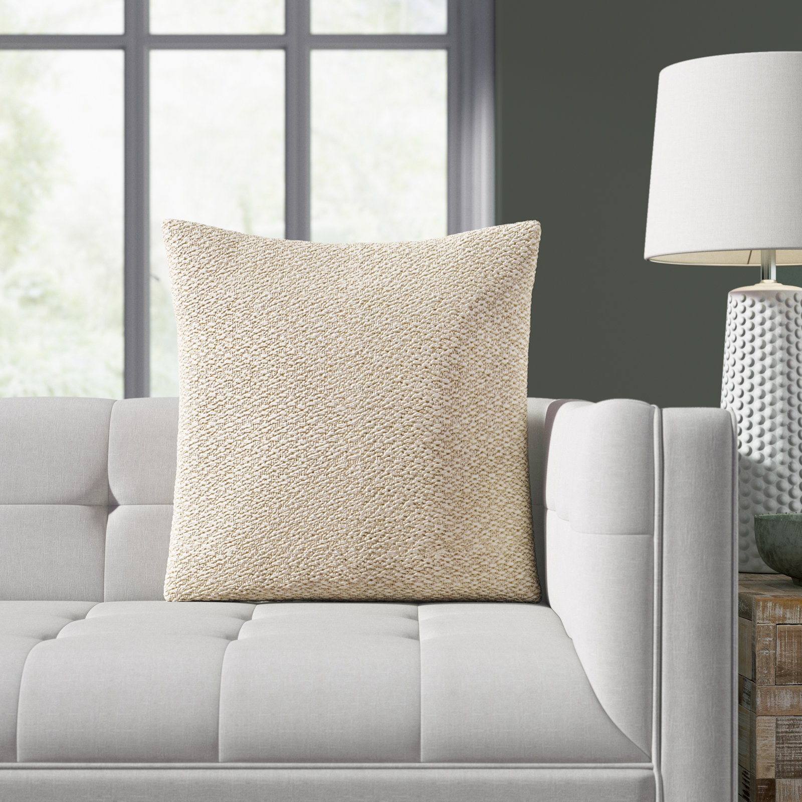 Hemlen Textured Wool Throw Pillow, Down