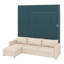 Lit escamotable mural avec canapé et tablettes de rangement-8910139