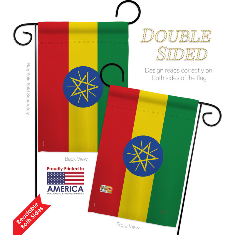 Ensemble de drapeaux décoratifs 2 pièces en polyester à 2 faces 19 x 13 po d’ethiopie impressions