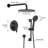 10-Inch Shower System, Slide Bar Shower Faucets Sets Complete Round Shower Heads and 5-Spray Handheld Combo, Wall Mounted Matte Black Shower Faucet