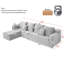 Canapé modulaire Cloud avec 5 sièges, tissu en velours côtelé, porte-gobelets, sans assemblage, pour des amis relaxants Siège profond gris intégré - plusieurs choix de disposition-1651115630