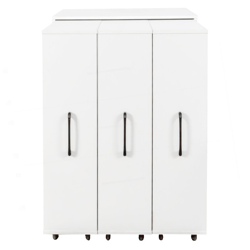 Bibliothèque avec armoire à trois portes coulissantes, bibliothèque sur pied à 3 niveaux, classeur à dossier coulissant, armoire de rangement dissimulée dans le salon de la chambre à coucher avec roulettes