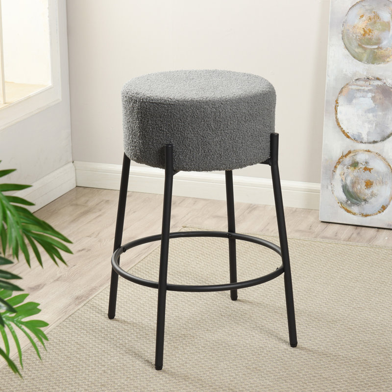 Tabouret Soloist - Coussin rembourré Boucle, Gris ardoise, Tabouret de bar (siège d'une hauteur de 29 po)