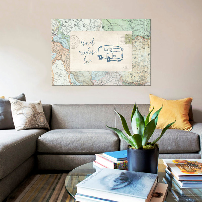 «Travel Posts II», impression sur toile, H 26 po x l 40 po x P 1,5 po, Toile tendue, Pas de tapis