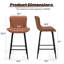 2 tabourets de bar Mid-Century modernes, similicuir brun, pieds en métal poli, conception ergonomique, convient à une utilisation en plein air de couleur comptoir, idéal pour la salle à manger et les cafés-1103310555