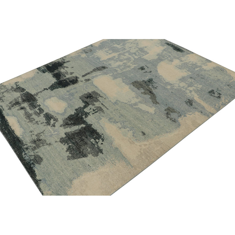 Distressed Homage Hand Knotted Wool Abstract Area Rug, Rectangle 12' x 15'