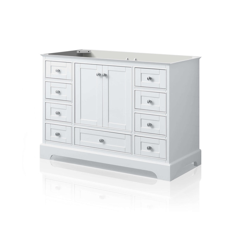 Audrey 48'' W Single Vanity, Carrara White, Brushed Nickel, Sapphire Gray