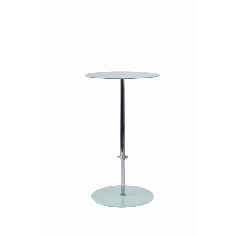Glass Top Pedestal End Table, Clear/Chrome