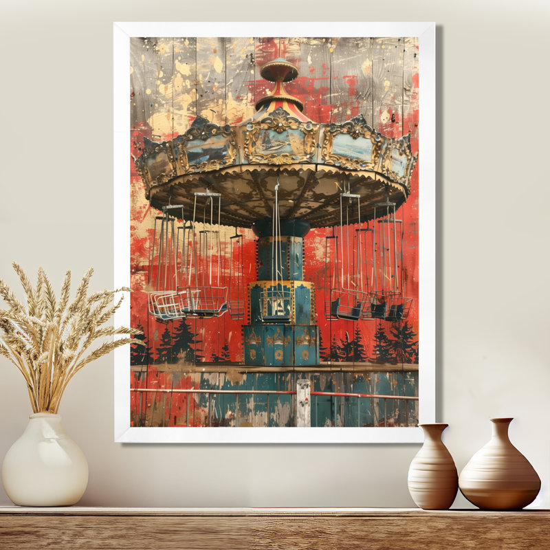Virgile - Art mural parcs d'attractions, Cadre simple blanc, H 32 po x l 16 po x P 1 po