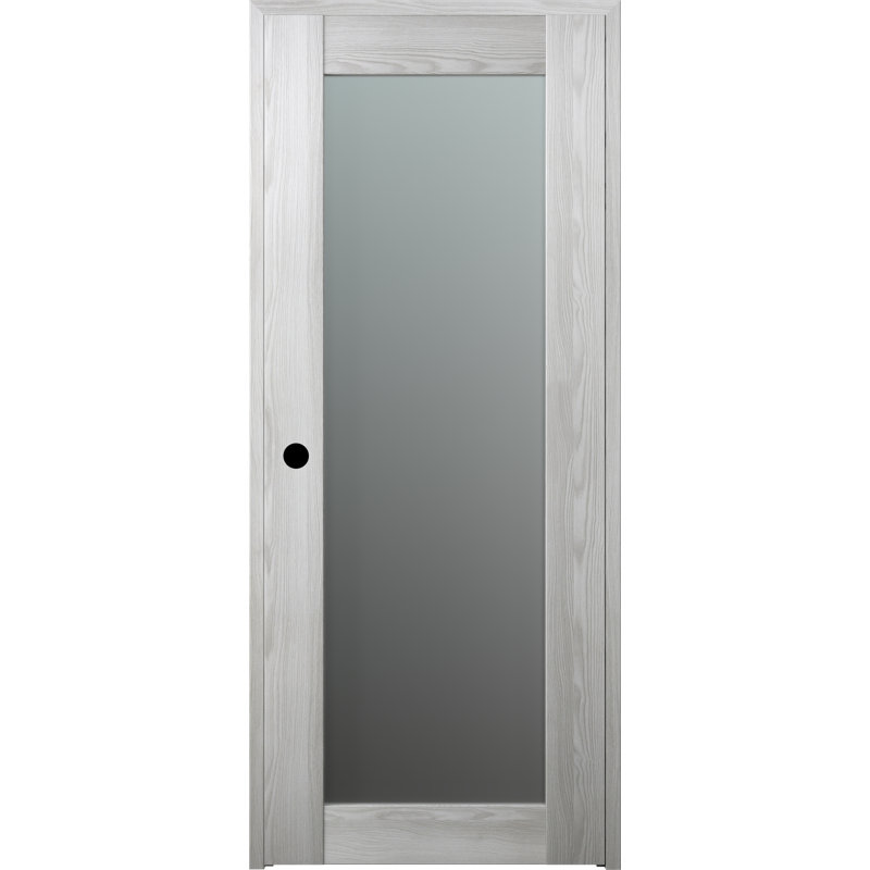 Porte standard en bois manufacturé lambrissé et verre préfini, 29,75 po x 79,37 po, Chêne Veralinga, Droite