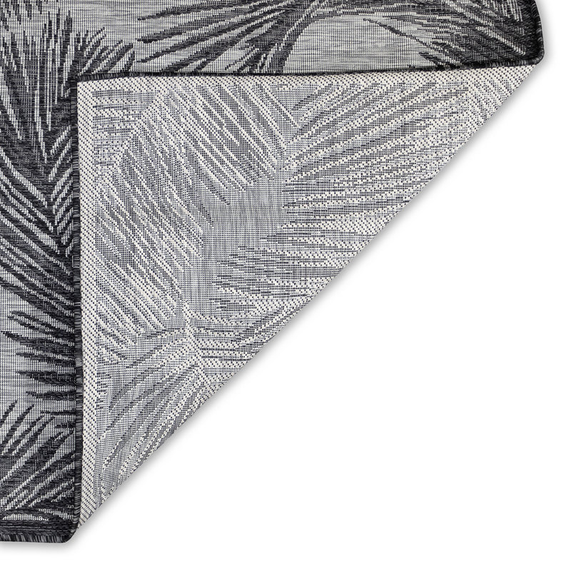 Tapis intérieur / extérieur noir Adal, Rectangle 6 pi 6 po x 9 pi 3 po