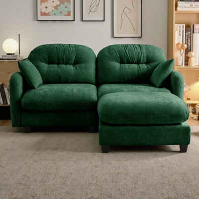 Canapé modulaire en L avec repose-pieds Chenille