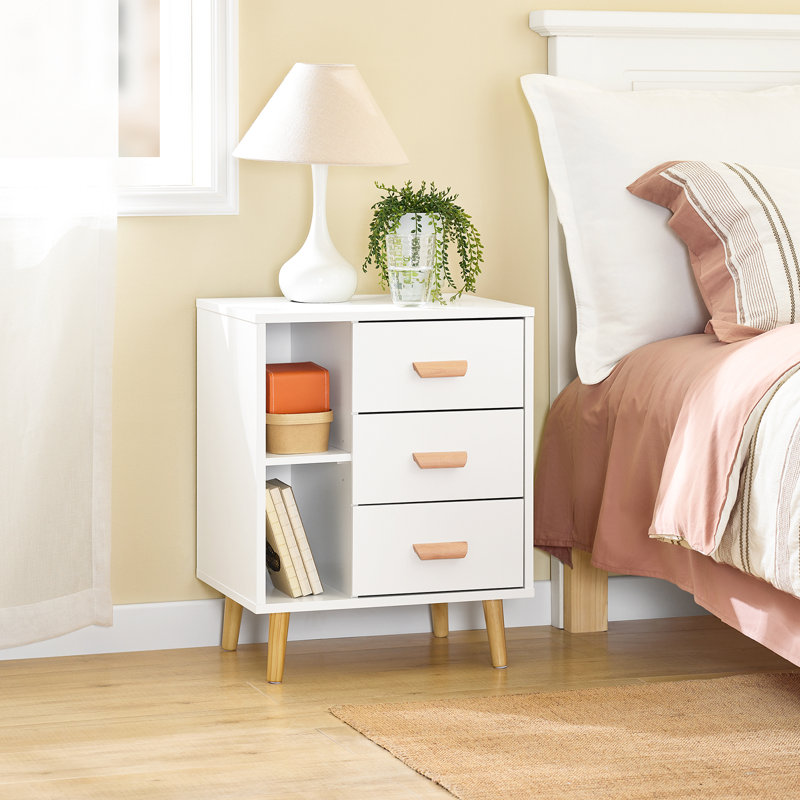 Rousseau 48cm W Bedside Table, White