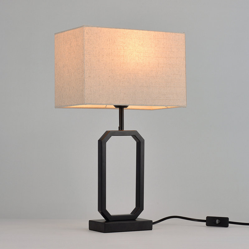 2 Piece, 21'' Black Table Lamp Set with Square Linen Shade