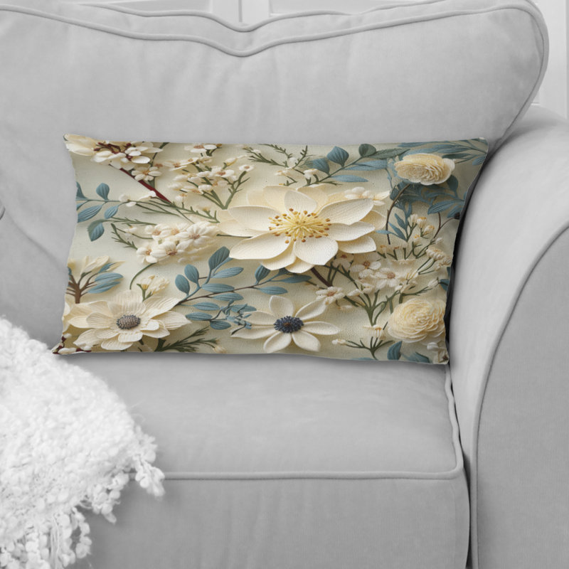 Radiant Lace Inspired Floral Botanics III - Coussin imprimé floral