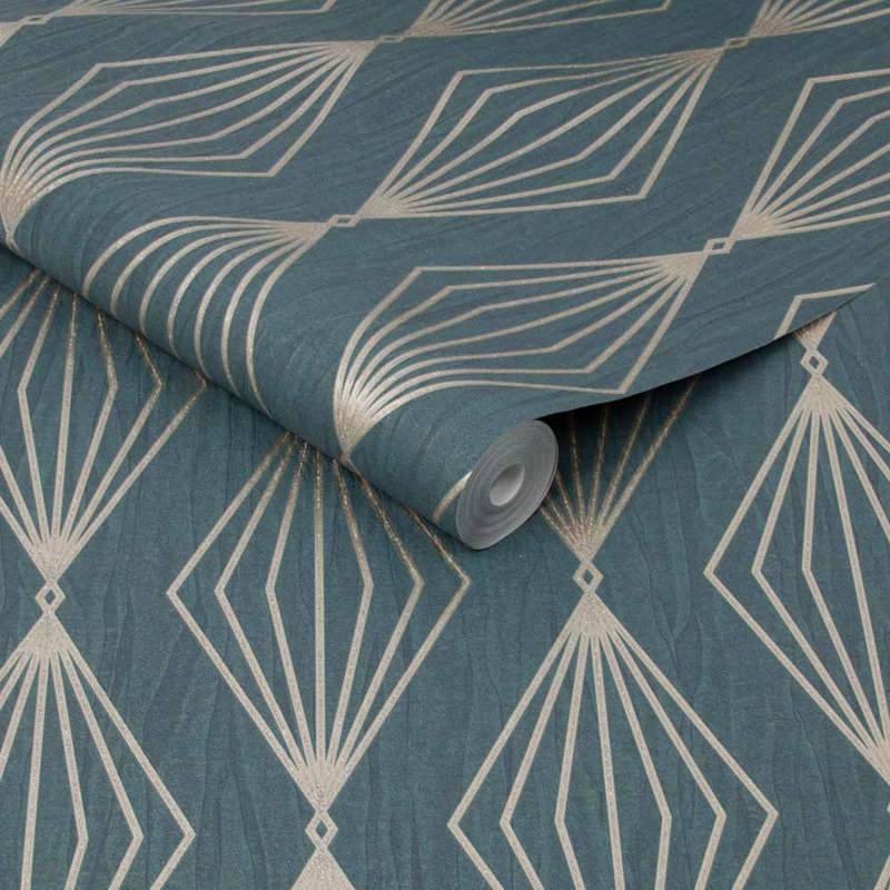 Roselyn Geometric Wallpaper Roll, Emerald