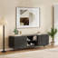 Meuble télé Mid-Century moderne avec portes escamotables, conception cannelée de style campagnard, rangement spacieux pour téléviseurs de 75 po ou moins