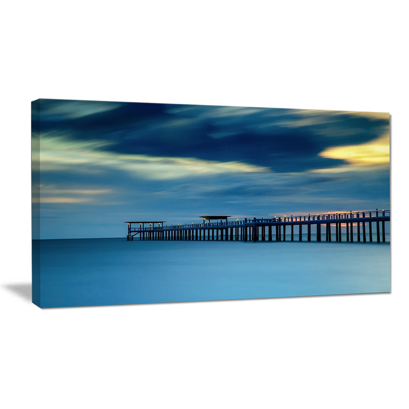 «Wooden Pier and Turquoise Seashore», reproduction de photo sur toile tendue, H 16 po x l 32 po x P 1 po