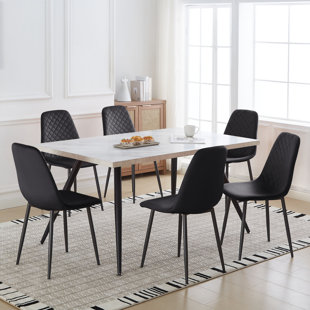 6 - Person Space Saving Dining Set 120cm Table with Armless Chairs