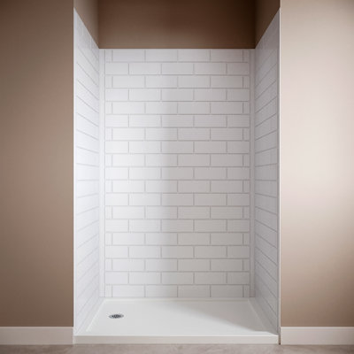 Ensemble de douche en alcôve à col de cygne 3 pièces avec liseré blanc L 32 po x l 48 po x H 76 po Streamline DSH-1800-202