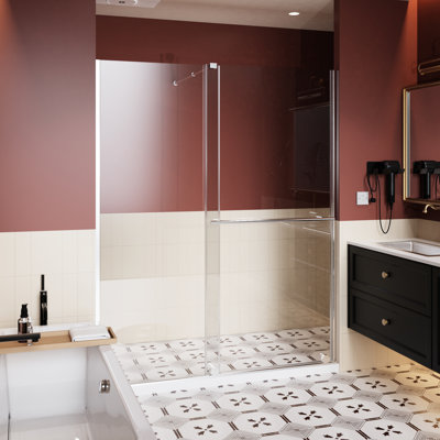 72 In.H Sliding Shower Door With 30 - 60 In.W Width Adaptability, Finished Frame, 1/4 Inch Thick Glass, Dual Use Feature Glass Supporting Bar And Stainless Steel Handle, Usage For Different Bathroom