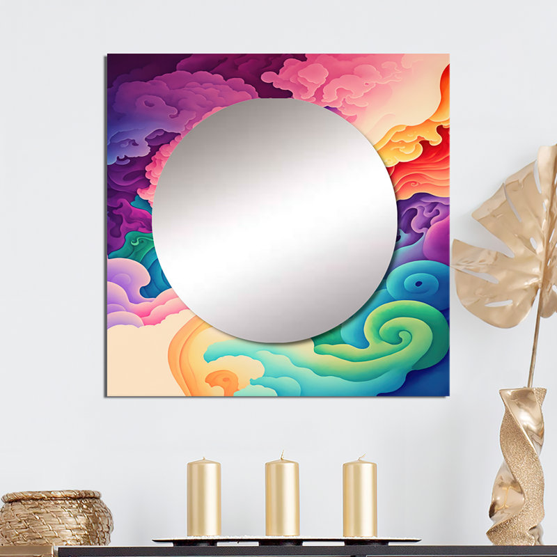 Hisaki - Miroir carré moderne pour décoration murale, 36 po x 36 po