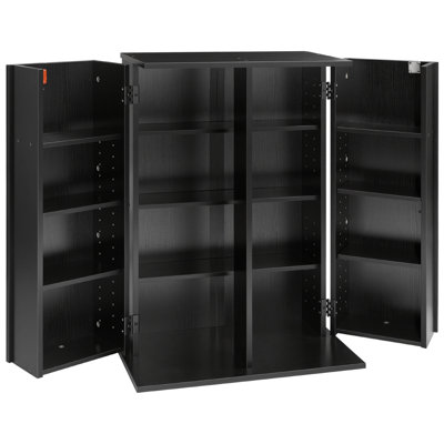 Media Storage Cabinet, 4-Tier DVD Shelf Organizer, 24.02 x 14.49 x 33.31 in Multimedia Storage Organizer for CDs, DVDs, Books, Games, CD Shelf for Liv