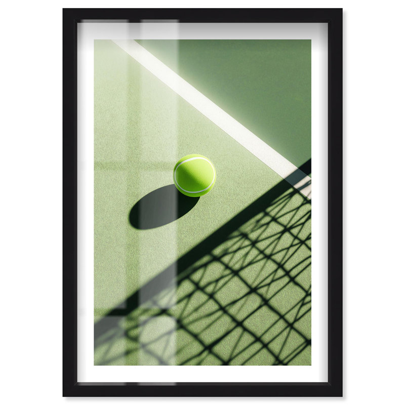 Balle de tennis, boîte aux ombres, Coastal Glam Art par Notoriart, cadre noir, 30 x 45, H 46 po x l 31 po, Structure noire