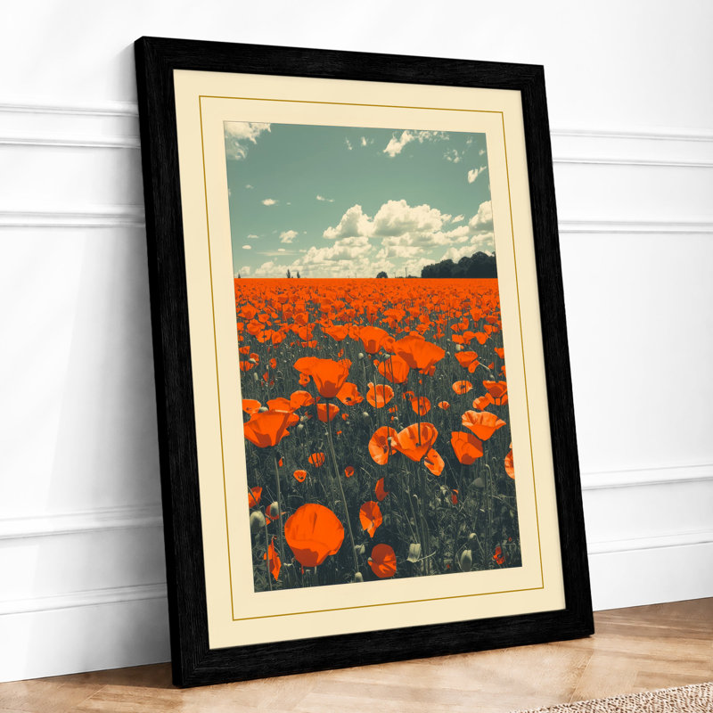 Wildflower Fields At Dusk Rustic - Print, A2 - 59.4 x 42.0 cm, Black